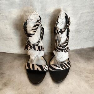 Zebra Print Strappy Women’s Sandals - Black & White